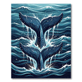 Deep Blue Double Whale Tail Splash Rug