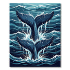 Deep Blue Double Whale Tail Splash Rug