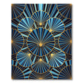 Art Deco Blue Gold Scallop Shell Rug