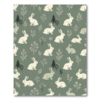 Sage Green Forest Rabbit Woodland Rug