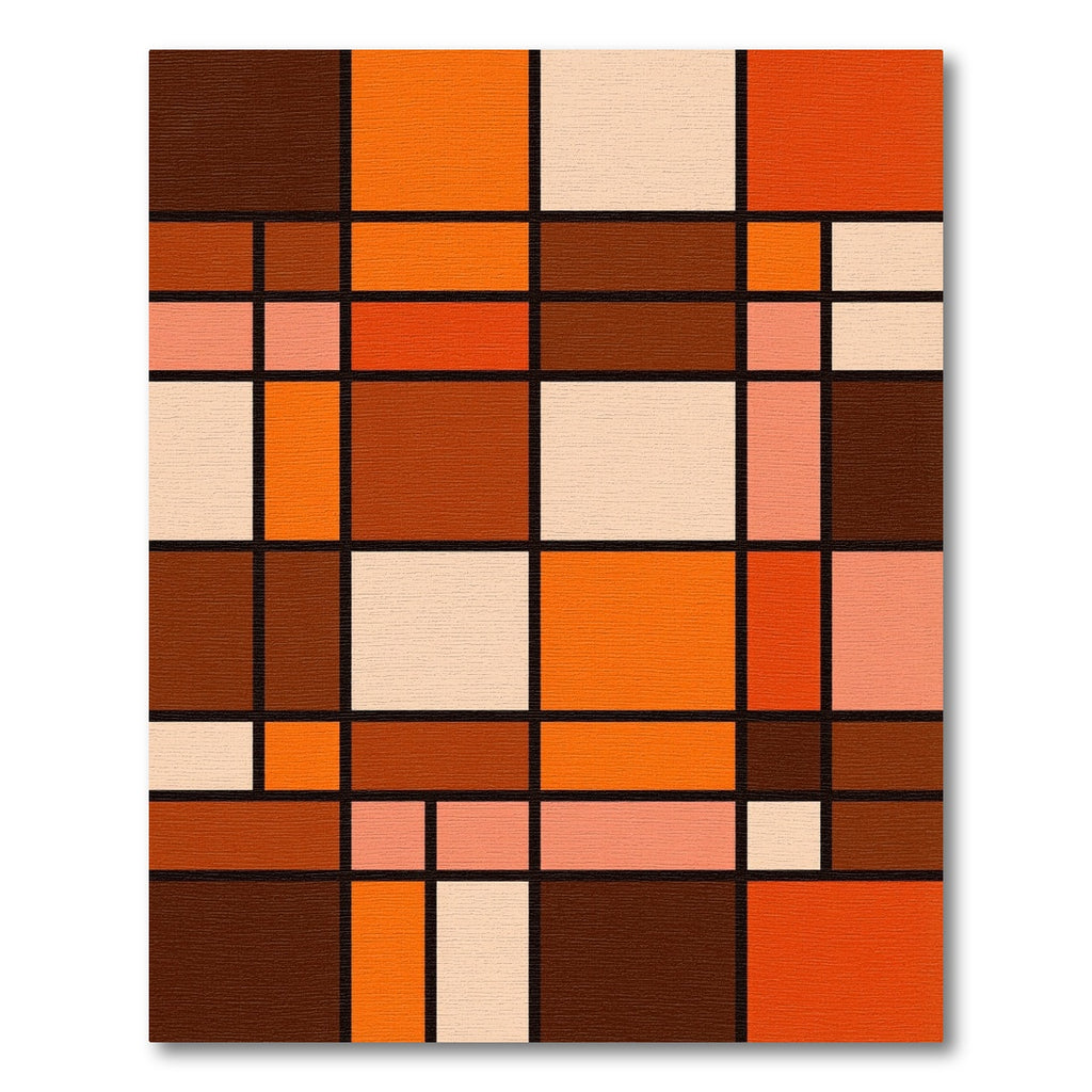 Modern Geometric Abstract Terracotta Grid Rug