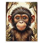 Whimsical Baby Chimpanzee Jungle Portrait Rug