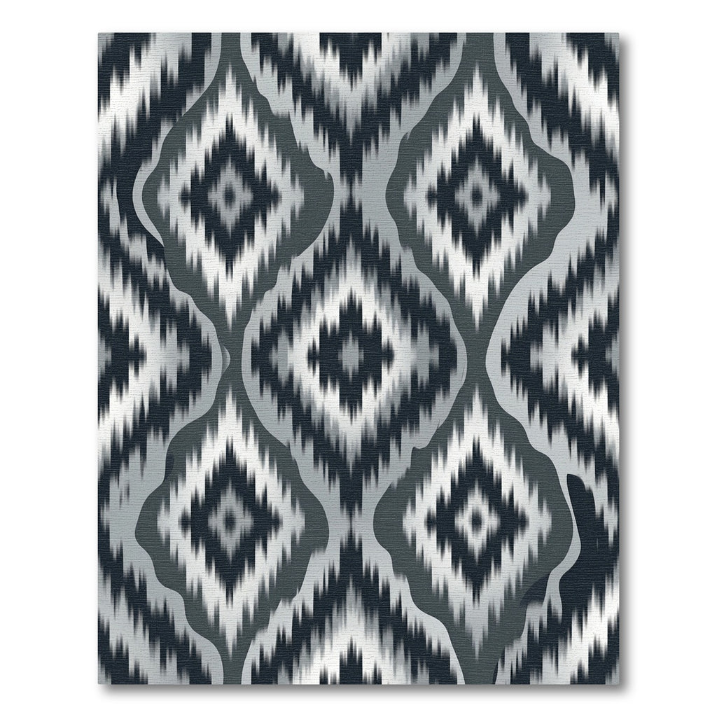 Monochrome Abstract Ikat Diamond Jacquard Rug
