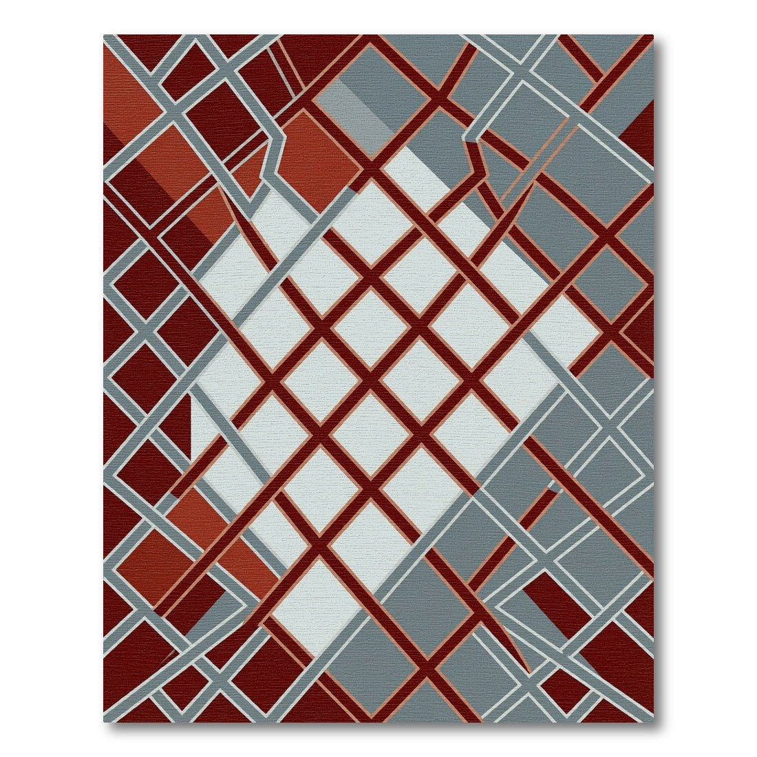 Crimson Gray Intersecting Lines Rug