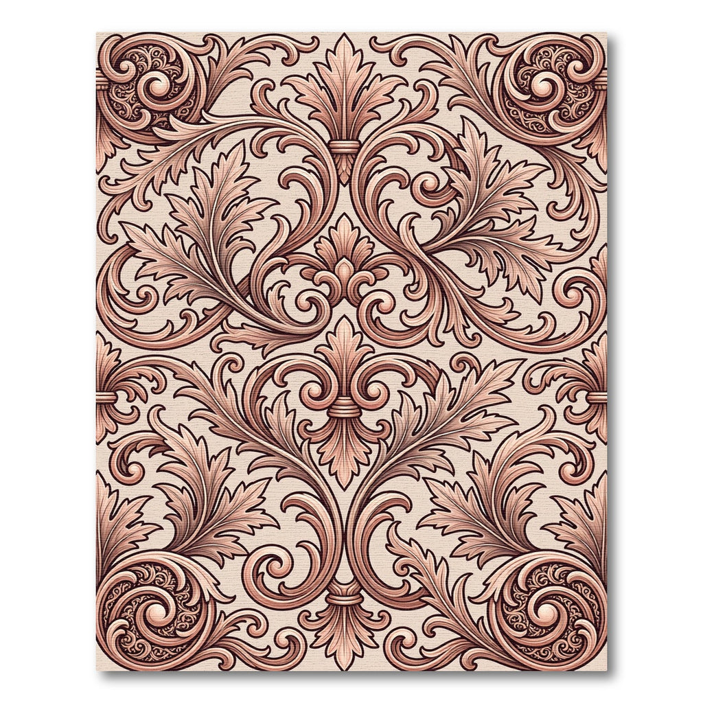 Ornate Rose Scrollwork Vine Rug