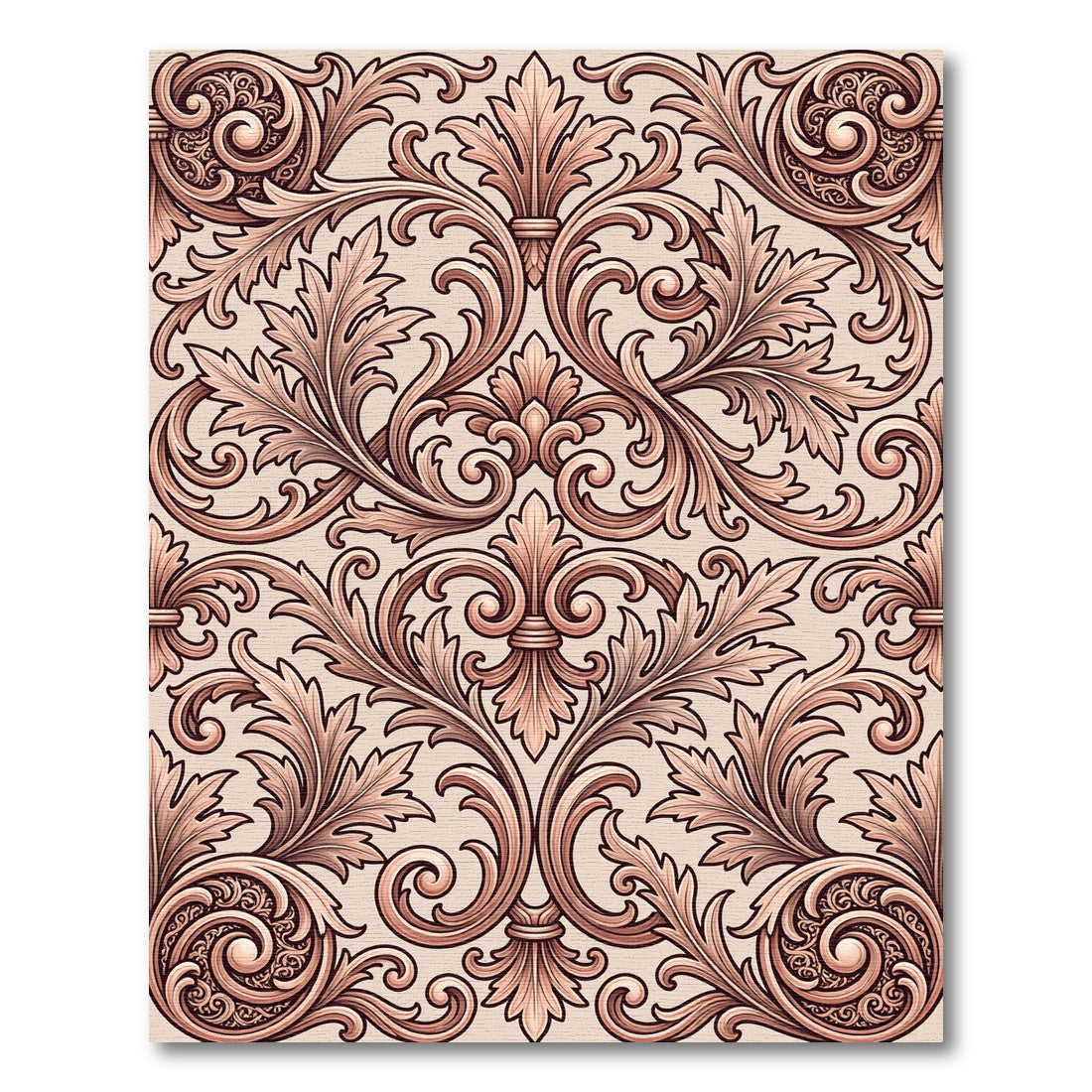 Ornate Rose Scrollwork Vine Rug