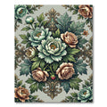 Elegant Sage Floral Baroque Damask Rug