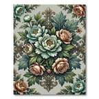 Elegant Sage Floral Baroque Damask Rug