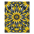 Vibrant Yellow and Charcoal Sunflower Mandala Rug