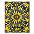 Vibrant Yellow and Charcoal Sunflower Mandala Rug