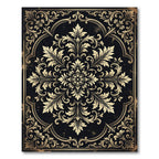 Elegant Gold Baroque Floral Medallion Rug