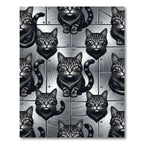 Monochromatic Tabby Cats Repeating Close-Up Rug