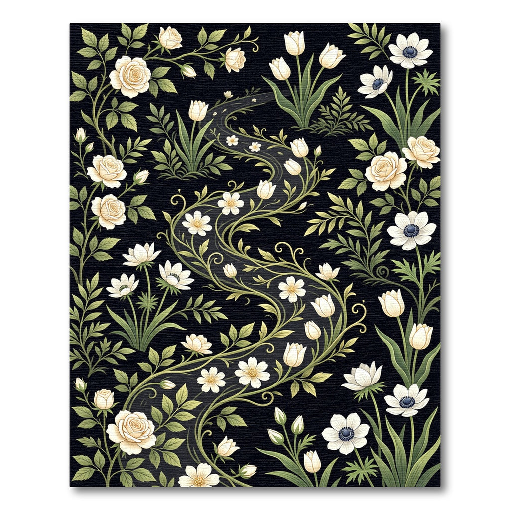 Cream floral vine meandering river Rug