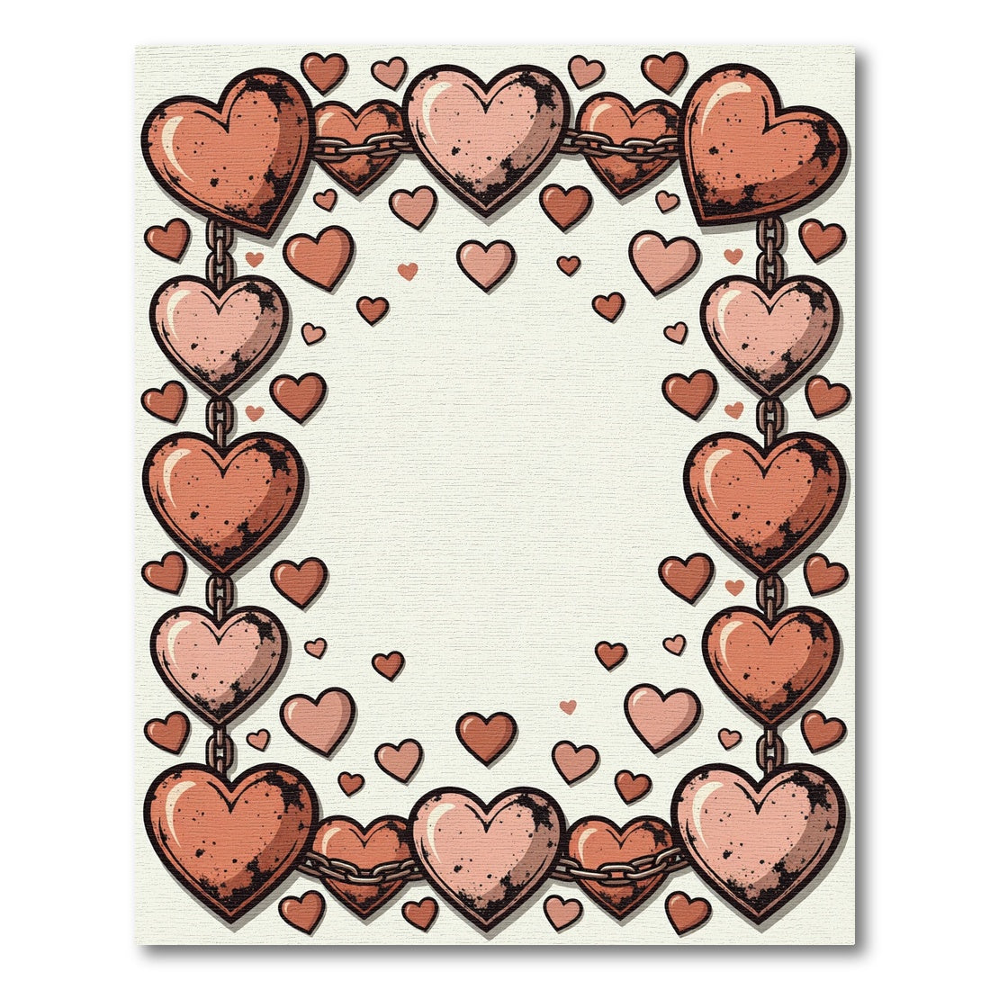 Rusty Pink Interlocking Heart Chain Border Rug