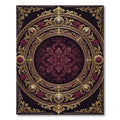 Ornate Maroon Damask Floral Gold Medallion Rug