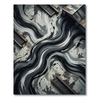 Grayscale Abstract Brushstroke Swirl Rug