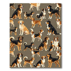 Multicolor Dog Portraits on Taupe Background Rug