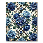 Blue Rose Trellis Botanical Rug