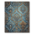 Ornate Teal Gold Damask Flourish Rug