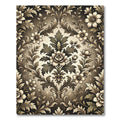 Elegant Sepia Floral Damask Art Rug