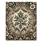 Elegant Sepia Floral Damask Art Rug