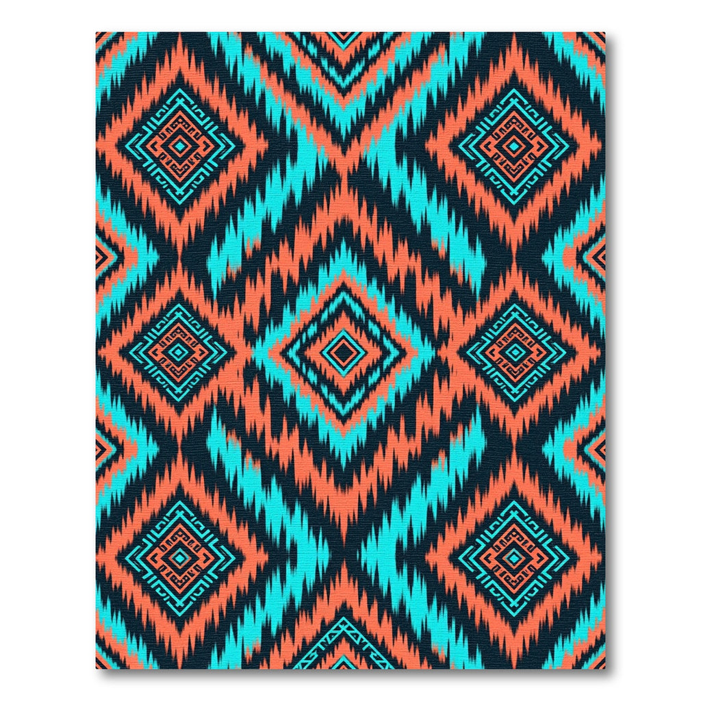 Orange Aqua Tribal Diamond Chevron Rug
