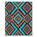 Orange Aqua Tribal Diamond Chevron Rug
