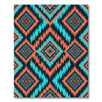 Orange Aqua Tribal Diamond Chevron Rug