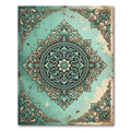Antique Teal Ornate Floral Damask Rug