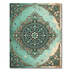 Antique Teal Ornate Floral Damask Rug