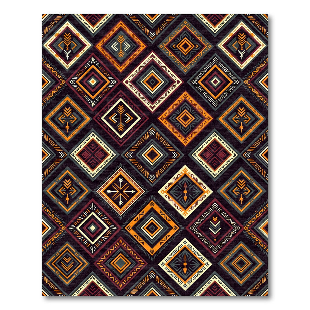 Vibrant Boho Geometric Diamond Art Rug