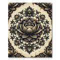Elegant Gold and Black Lotus Mandala Rug
