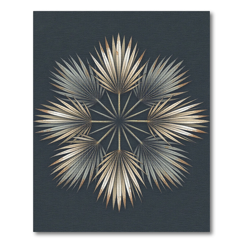 Gilded Tropical Palm Leaf Mandala Rug