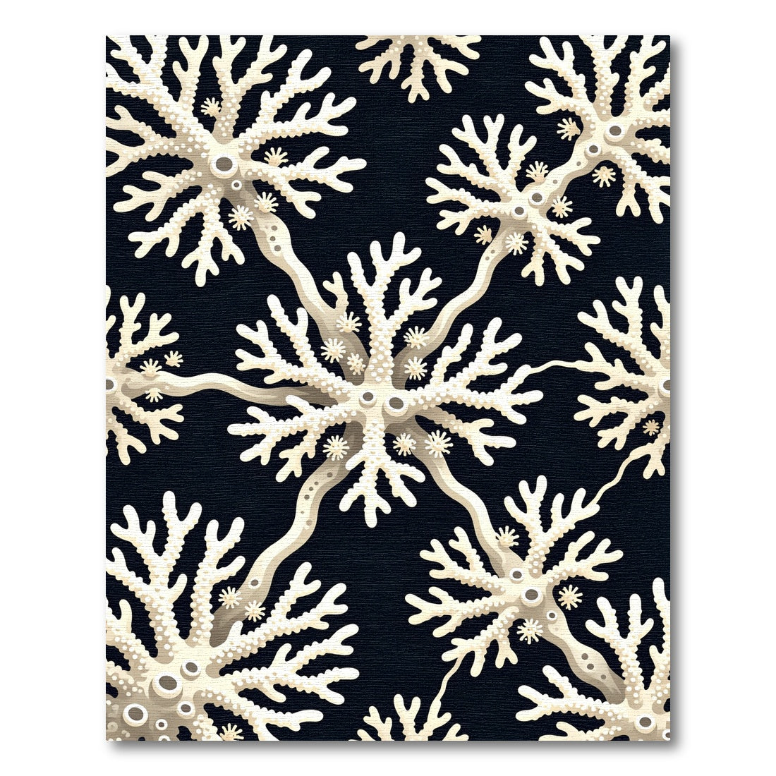 Beige Coral Black Underwater Pattern Rug