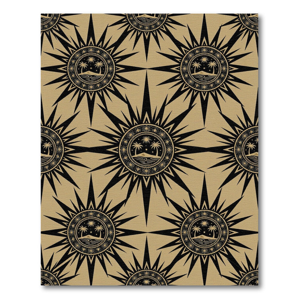 Black and Gold Celestial Palm Medallion Rug