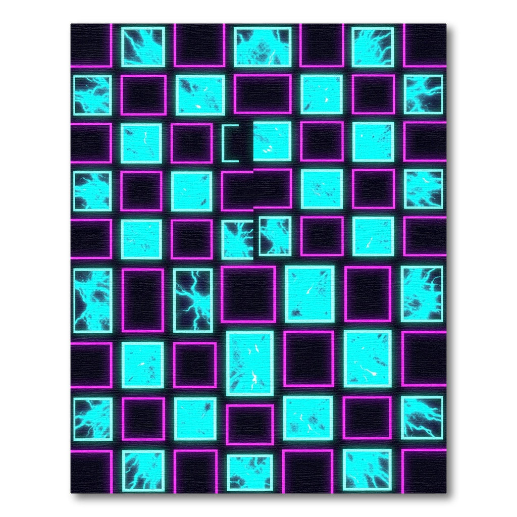 Neon Electric Blue Cyber Grid Rug