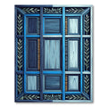 Deep Blue Wood Panel Geometric Rug