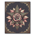 Elegant Blush Rose Golden Star Medallion Rug