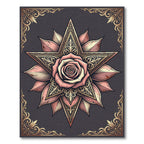 Elegant Blush Rose Golden Star Medallion Rug