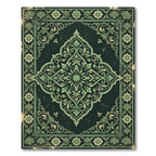 Emerald Verdant Ornamental Scroll Medallion Rug