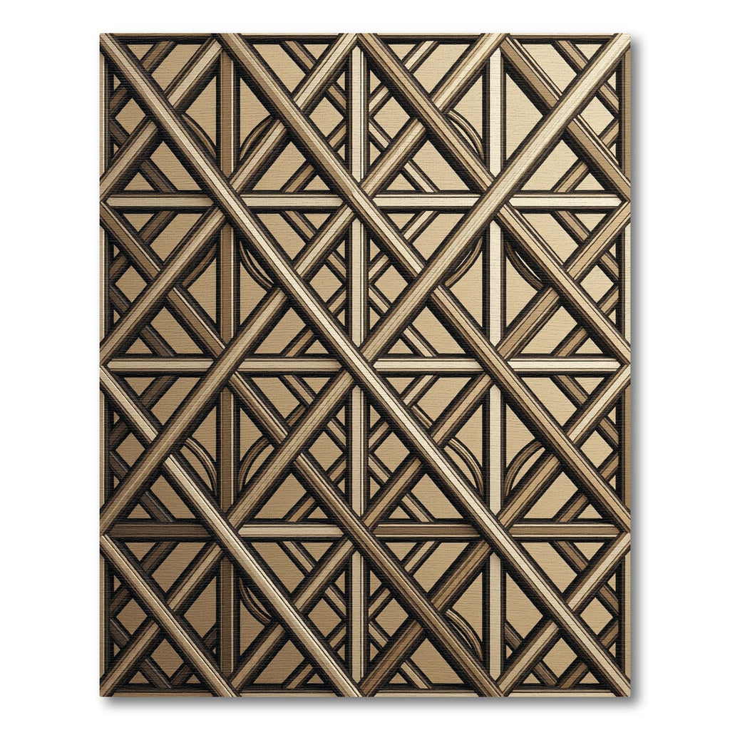 Art Deco Gold Geometric Lattice Rug