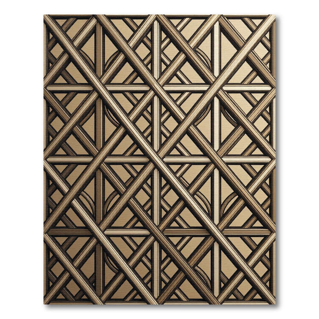 Art Deco Gold Geometric Lattice Rug