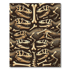 Prehistoric Fossil Bone Dark Brown Illustration Rug