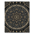 Sophisticated Charcoal Gold Floral Mandala Rug