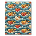 Ocean Hearts Starfish Seashell Waves Rug