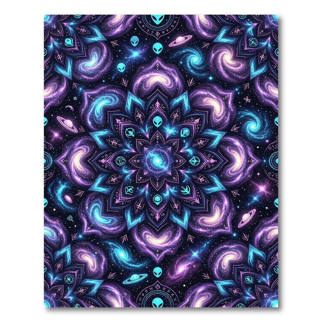 Cosmic Alien Mandala Galaxy Celestial Rug