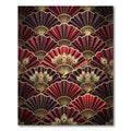 Crimson Gold Peacock Fan Art Deco Rug
