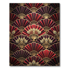 Crimson Gold Peacock Fan Art Deco Rug