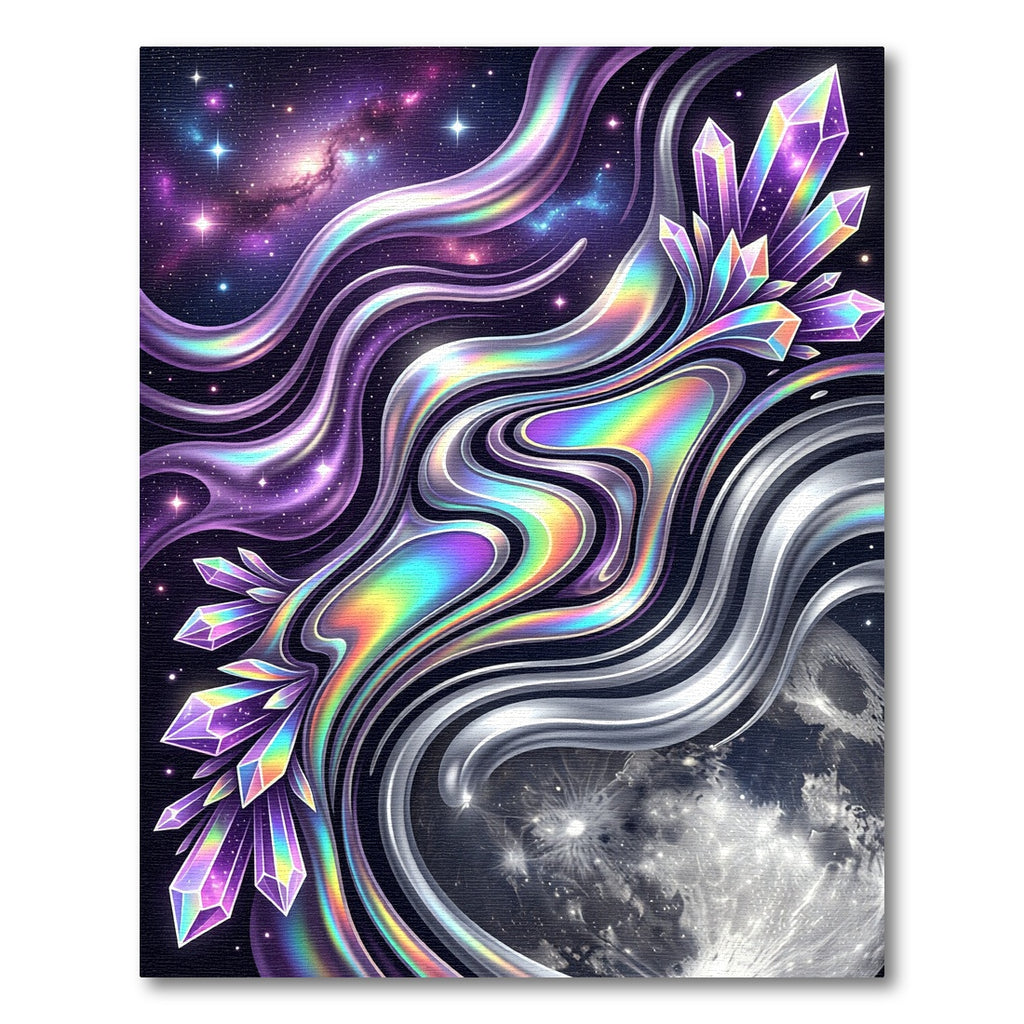 Iridescent Celestial Crystal Fluid Wave Rug