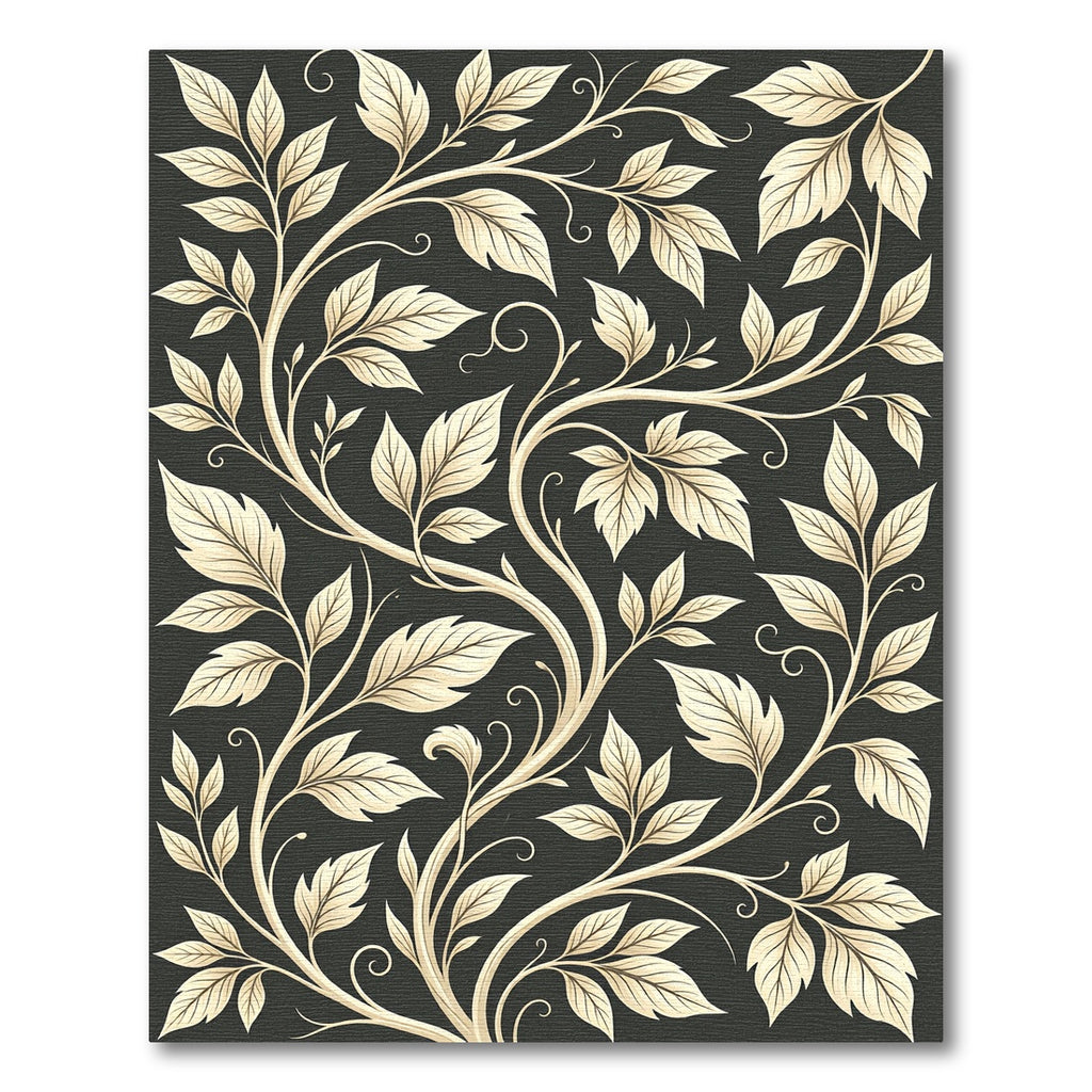 Earthy Tan Vine Scroll Floral Rug